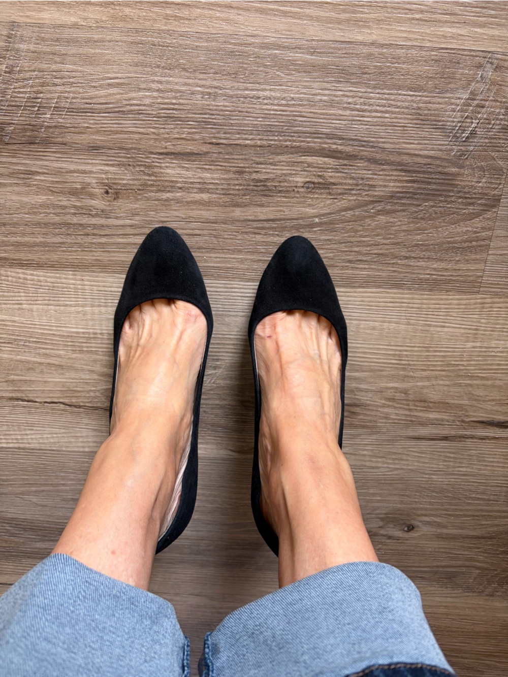 J. Crew Black Suede Almond-Toe Block Heel Pumps